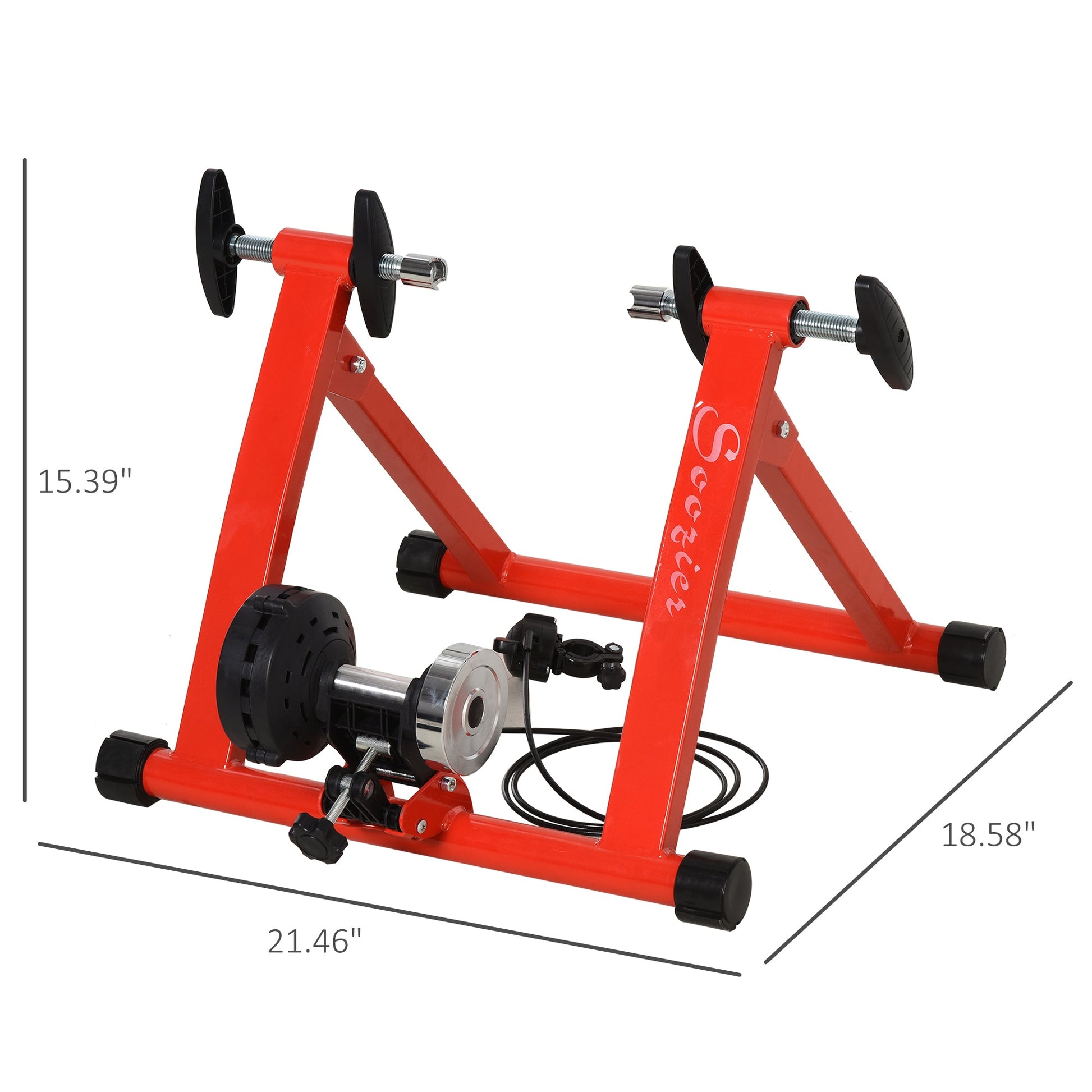 Bike Trainer Magnetic Bicycle Stand Indoor Exerciser w/ Quick Release Skewer, 5 Levels Resistance, Red Bike Trainer Stands   at Gallery Canada