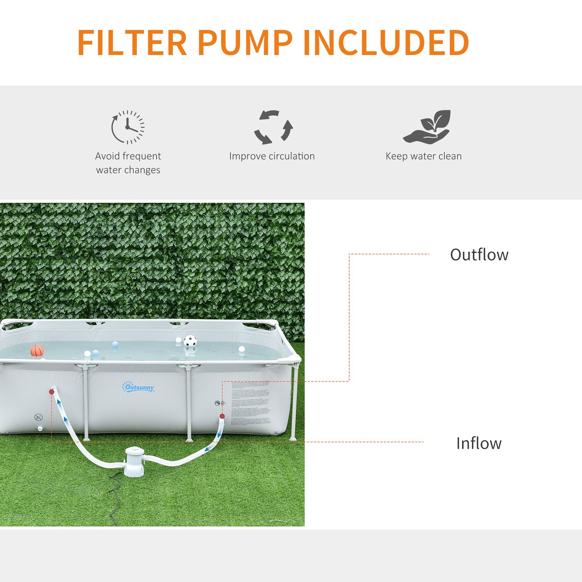 8.3ft x 5ft x 26in Frame Above Ground Swimming Pool Set with Filter Pump Filter Cartridge Reinforced Sidewalls Grey Outdoor Swimming Pools & Hot Tubs at Gallery Canada