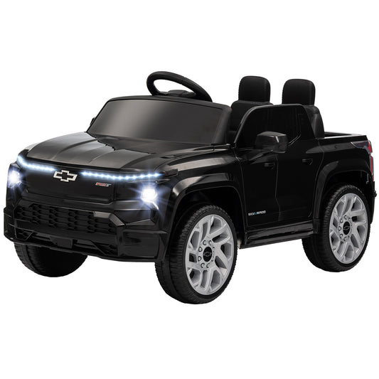 12V CHEVROLET SILVERADO EV RST Licensed Kids Car w/ Remote, Spring Suspension, Soft Start, Training Wheels, Black Electric Toy Cars   at Gallery Canada