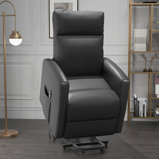 Power Lift Recliner Chair with Remote Control Side Pocket for Living Room Home Office Study Grey Electric Power Lift Chairs Grey  at Gallery Canada