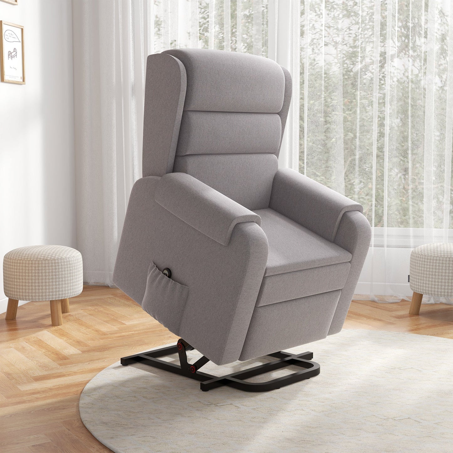 Lift Chair for Elderly, Power Chair Recliner with Footrest, Remote Control, Side Pockets for Living Room, Brown Electric Power Lift Chairs   at Gallery Canada