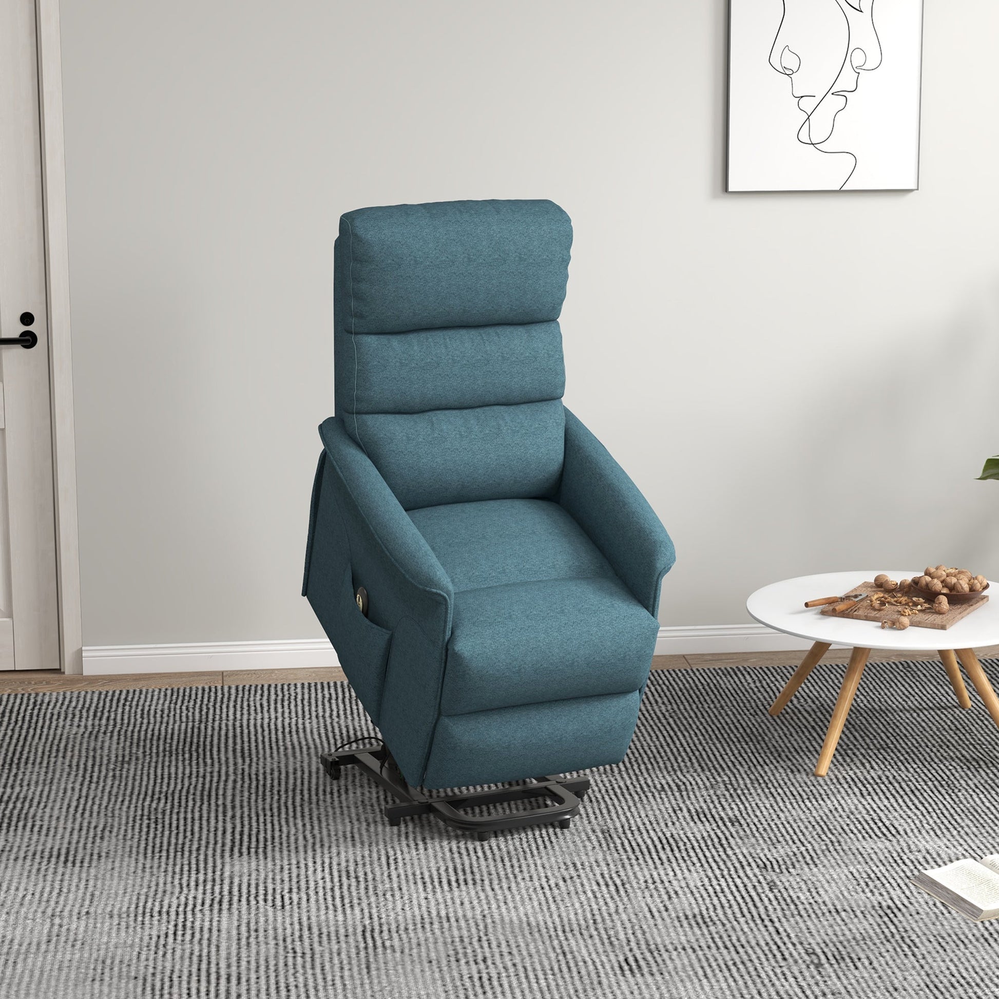 Lift Chair for Elderly, Power Chair Recliner with Remote Control, Side Pockets for Living Room, Blue Electric Power Lift Chairs   at Gallery Canada