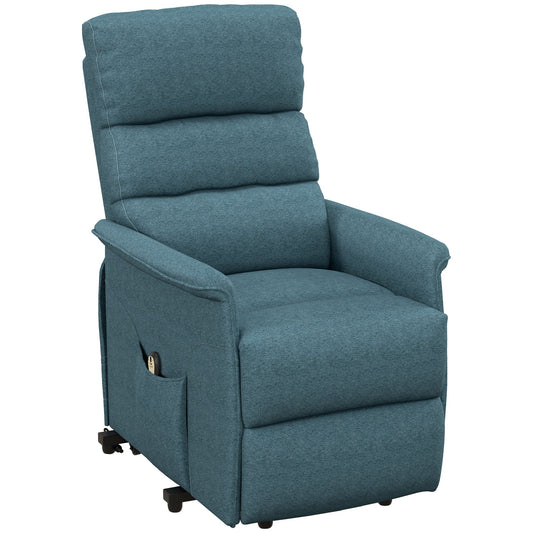 Lift Chair for Elderly, Power Chair Recliner with Remote Control, Side Pockets for Living Room, Blue Electric Power Lift Chairs Blue  at Gallery Canada