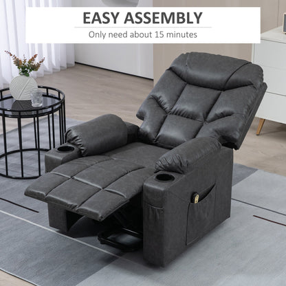 Lift Chair for Elderly, PU Leather Electric Recliner Chair with Quick Assembly, Remote, Cup Holders, Side Pockets, Grey Sofas & Reclining Chairs   at Gallery Canada