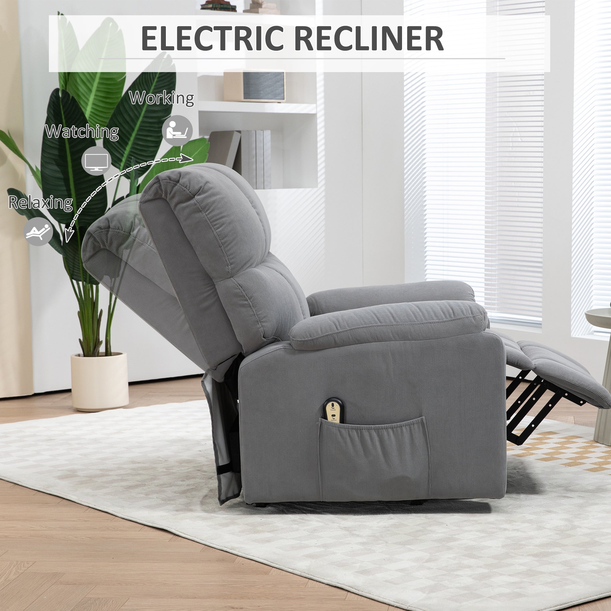 Lift Chair for Seniors, Microfibre Upholstered Electric Recliner Chair with Remote, Quick Assembly, Grey Electric Power Lift Chairs   at Gallery Canada