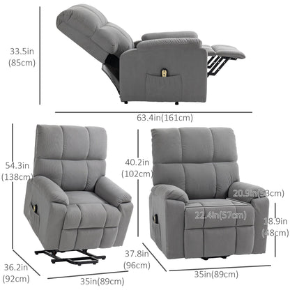 Lift Chair for Seniors, Microfibre Upholstered Electric Recliner Chair with Remote, Quick Assembly, Grey Electric Power Lift Chairs   at Gallery Canada