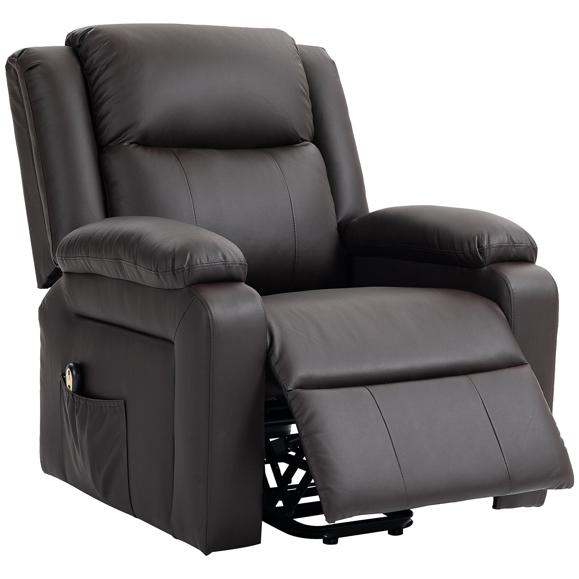 Lift Chair for Seniors, PU Leather Upholstered Electric Recliner Chair with Remote, Side Pockets, Quick Assembly, Brown Electric Power Lift Chairs   at Gallery Canada