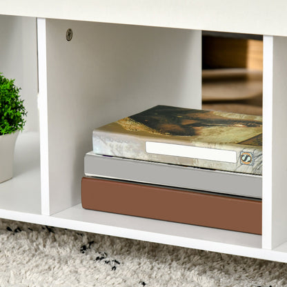 Lift Top Coffee Table with Hidden Storage Compartment and 3 Lower Shelves, Pop-Up Center Table for Living Room, White and Brown Coffee Tables   at Gallery Canada