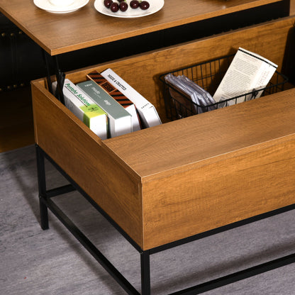 Lift Top Coffee Table with Hidden Storage Compartment Lift Tabletop Center Table for Living Room, Teak Coffee Tables   at Gallery Canada