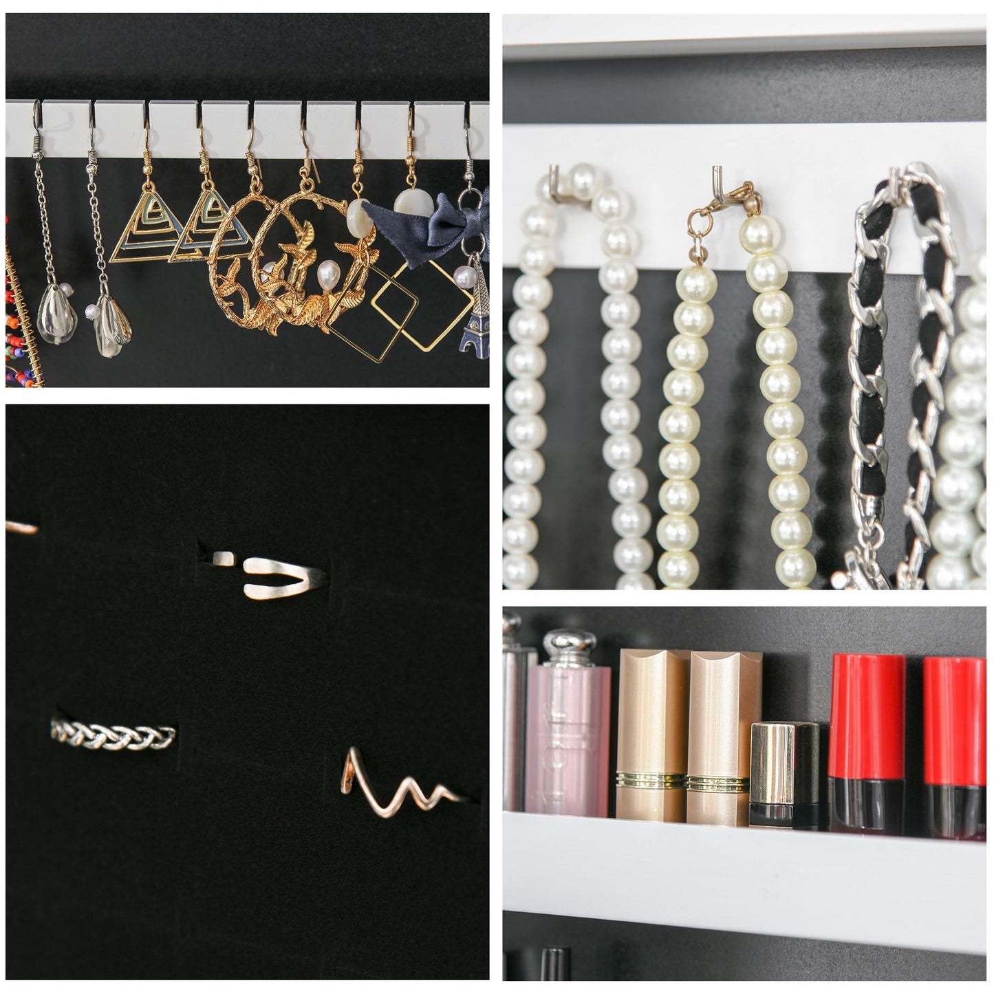 LED Lighted Mirrored Jewelry Armoire Organizer, Adjustable, Free Standing, Warm White Jewelry Armoire & Jewellery Mirror Cabinets   at Gallery Canada