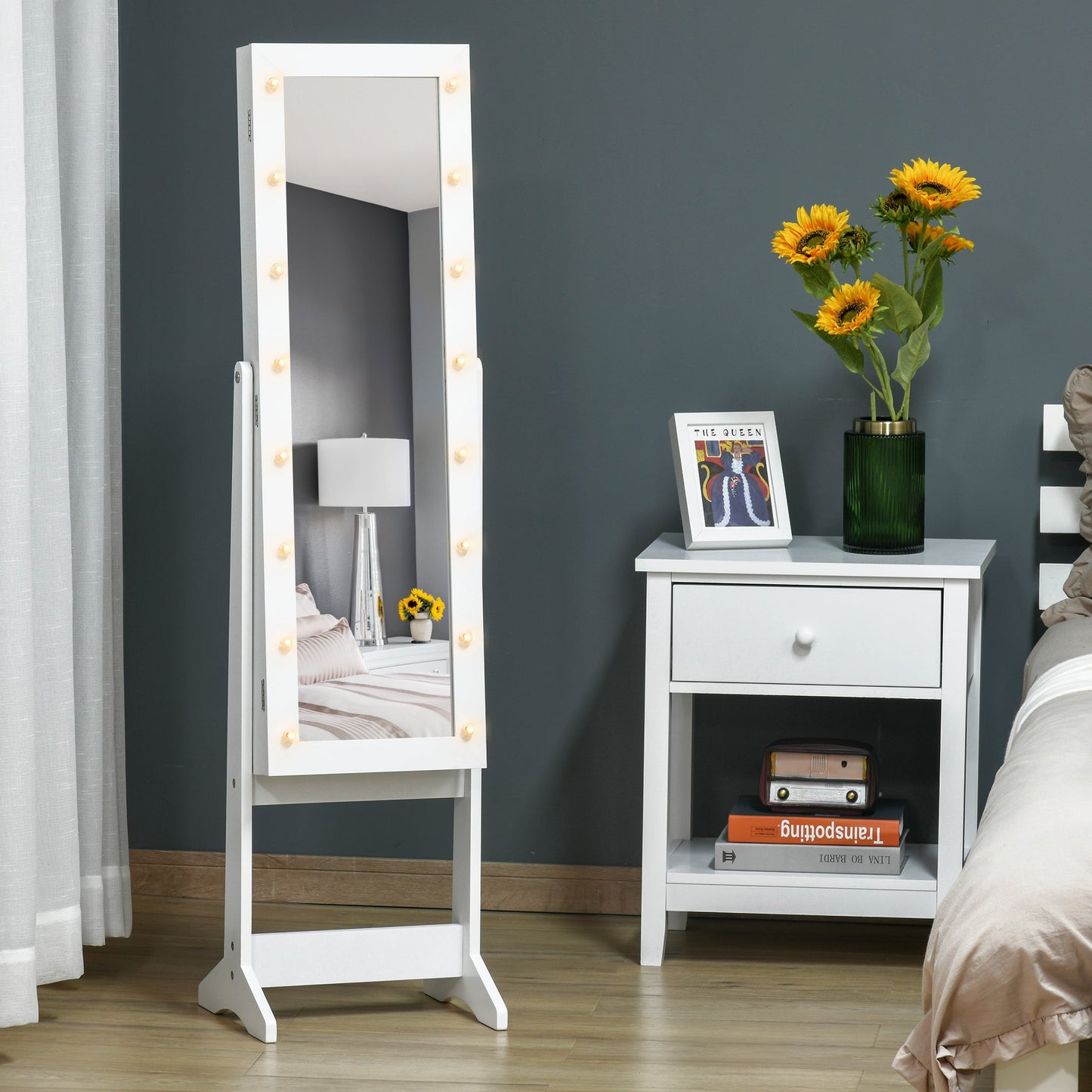 LED Lighted Mirrored Jewelry Armoire Organizer, Adjustable, Free Standing, Warm White Jewelry Armoire & Jewellery Mirror Cabinets   at Gallery Canada