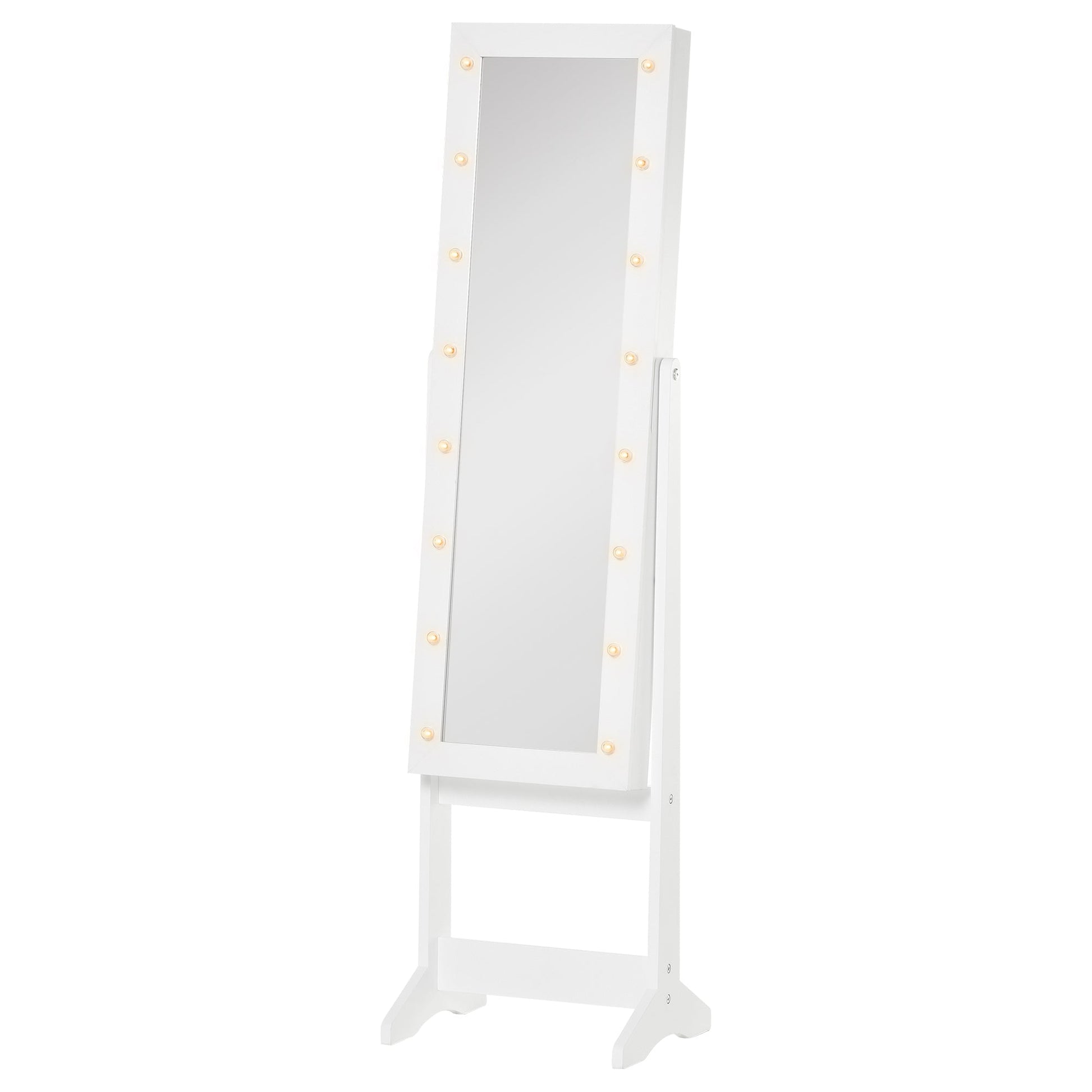 LED Lighted Mirrored Jewelry Armoire Organizer, Adjustable, Free Standing, Warm White Jewelry Armoire & Jewellery Mirror Cabinets Warm White  at Gallery Canada