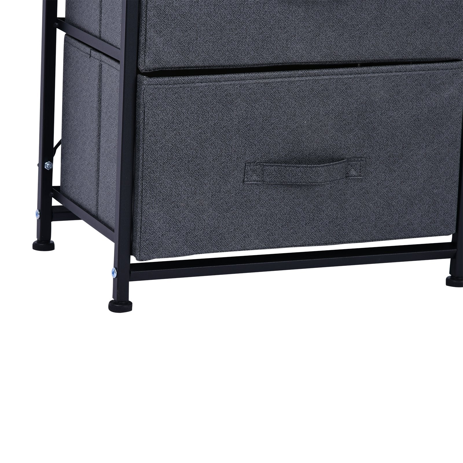 Linen Drawer Cabinet Organizer Storage Dresser Tower with 4 Removable Drawer Metal Frame Adjustable Feet for Living Room, Kitchen, Bathroom, Black Storage Cabinets   at Gallery Canada