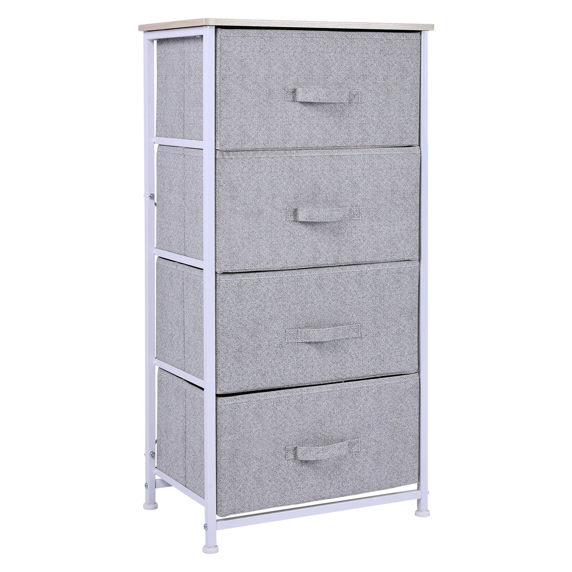 Linen Drawer Cabinet Organizer Storage Dresser Tower with 4 Removable Drawer Metal Frame Adjustable Feet for Living Room, Kitchen, Bathroom, White Storage Cabinets Multi Colour  at Gallery Canada