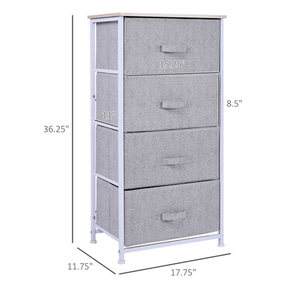 Linen Drawer Cabinet Organizer Storage Dresser Tower with 4 Removable Drawer Metal Frame Adjustable Feet for Living Room, Kitchen, Bathroom, White Storage Cabinets   at Gallery Canada