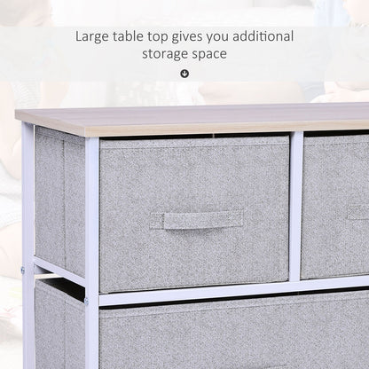 Linen Drawer Cabinet Organizer Storage Dresser Tower with 5 Removable Drawer Metal Frame Adjustable Feet for Living Room, Kitchen, Bathroom, Grey Storage Cabinets   at Gallery Canada