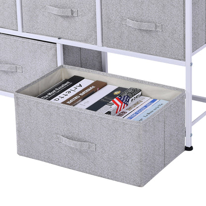 Linen Drawer Cabinet Organizer Storage Dresser Tower with 5 Removable Drawer Metal Frame Adjustable Feet for Living Room, Kitchen, Bathroom, Grey Storage Cabinets   at Gallery Canada