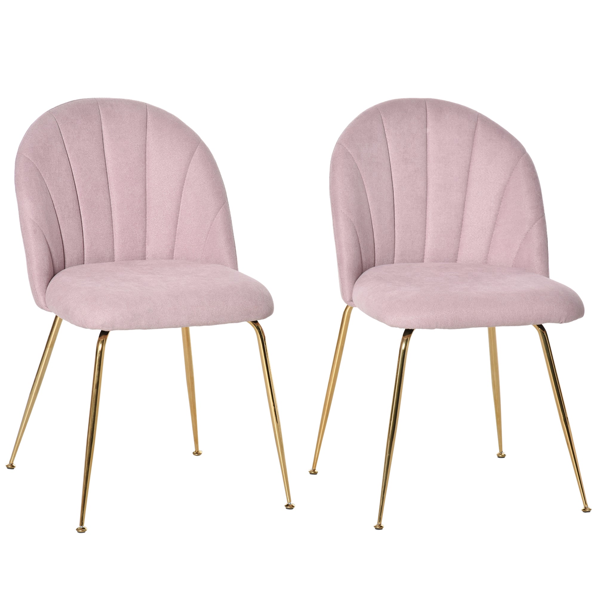 Modern Dining Chair Set of 2, Accent Chair Leisure Accent Chair with Gold Metal Legs and Linen-Touch Fabric, Pink Bar Stools   at Gallery Canada