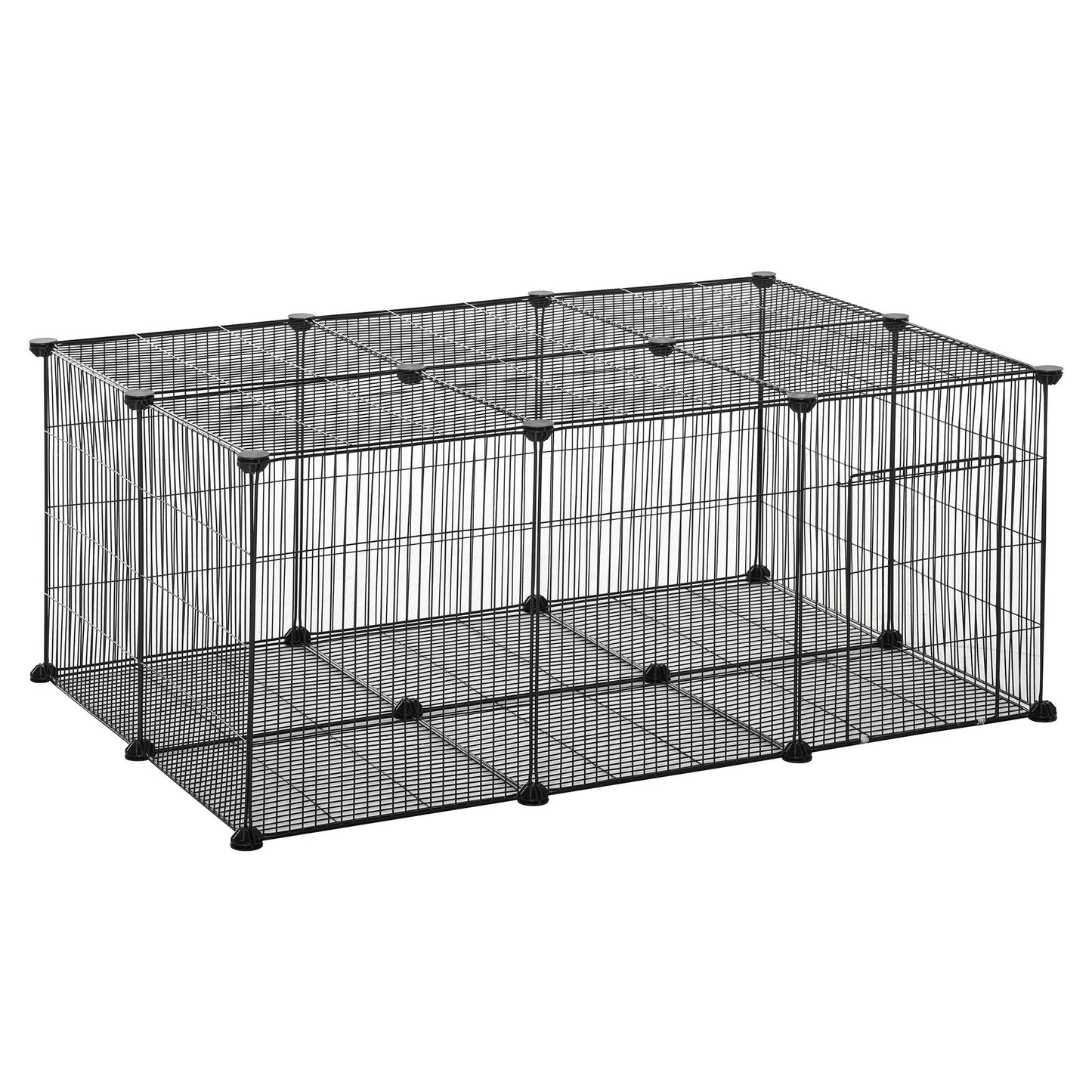 Small Animal Cage for Bunny, Guinea Pig, Chinchilla, Hedgehog, Portable Pet Enclosure with Door, 22 Panels Houses & Habitats Black  at Gallery Canada