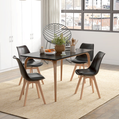 Modern Dining Table Chairs Set of 4, Rubber Wood Kitchen Table Chairs with PU Leather Cushion for Living Room, Bedroom Bar Sets   at Gallery Canada