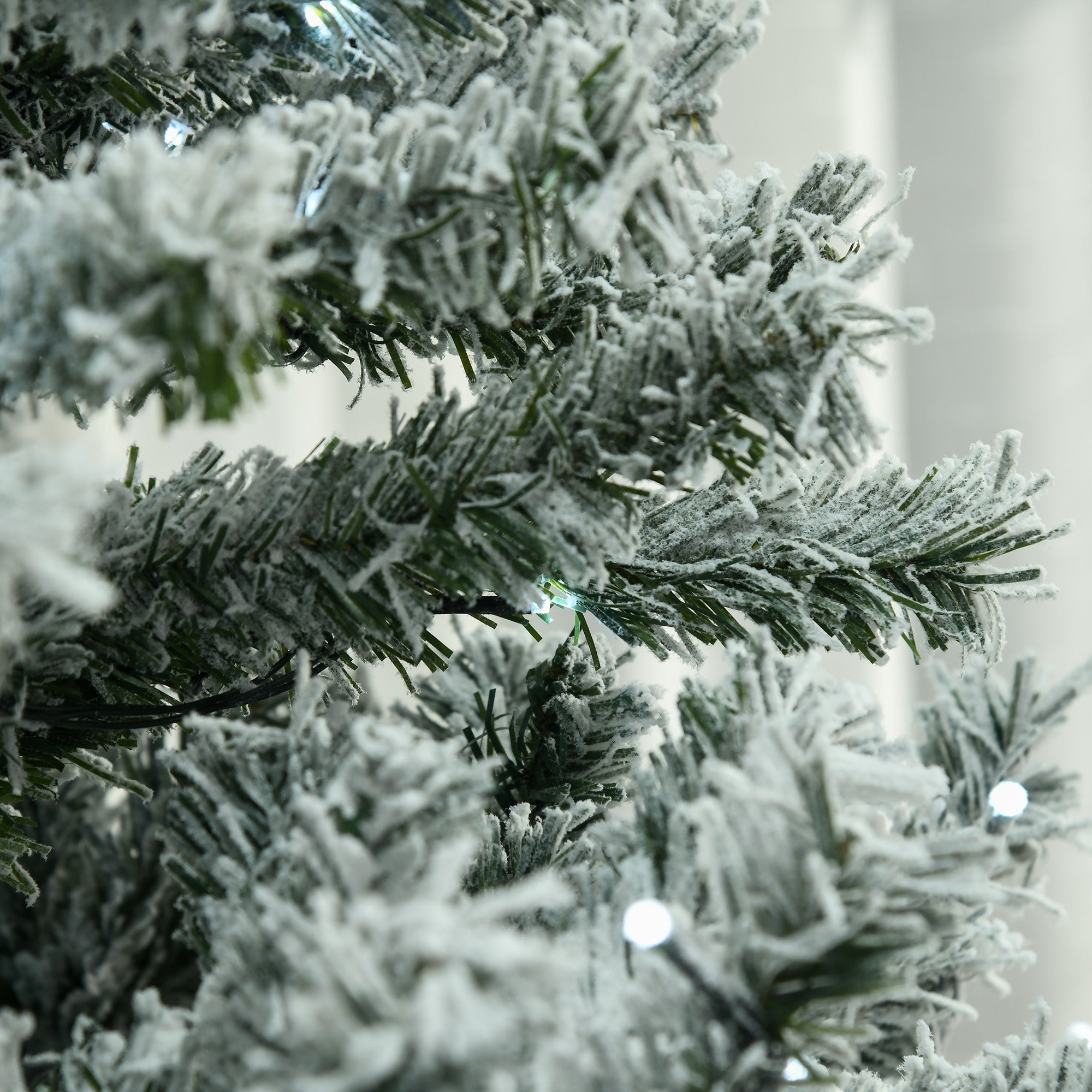 6' Prelit Artificial Flocked Christmas Trees, with Snow Frosted Branches, Cold White LED Lights, Auto Open, Green Artificial Christmas Trees   at Gallery Canada