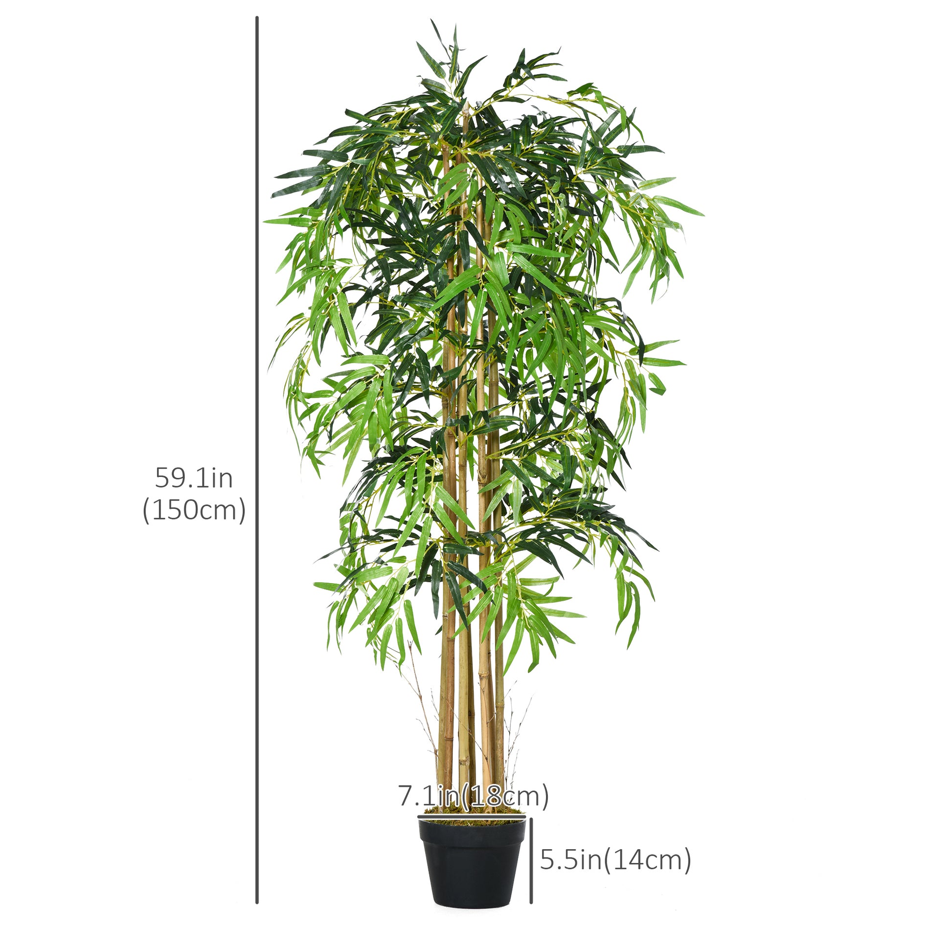 Set of 2 5FT Artificial Tree Bamboo Tree Fake Plants in Pot for Home Office Living Room Decor, Green Artificial Trees   at Gallery Canada