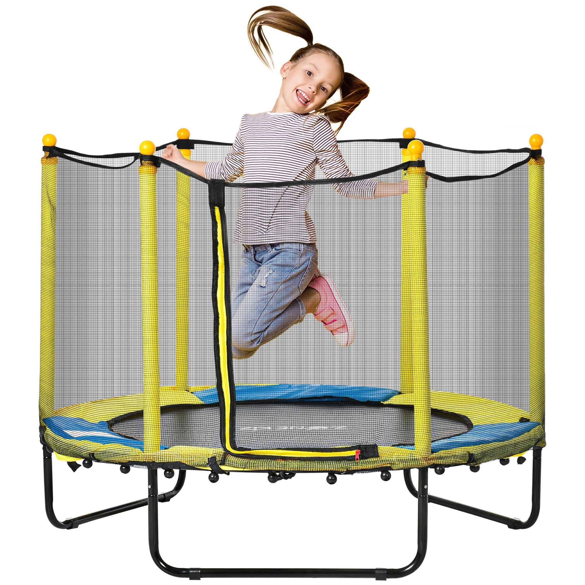 4.6FT Trampoline for Kids with Enclosure Net for Ages 3-10, Indoor Outdoor Use, Yellow Trampolines at Gallery Canada