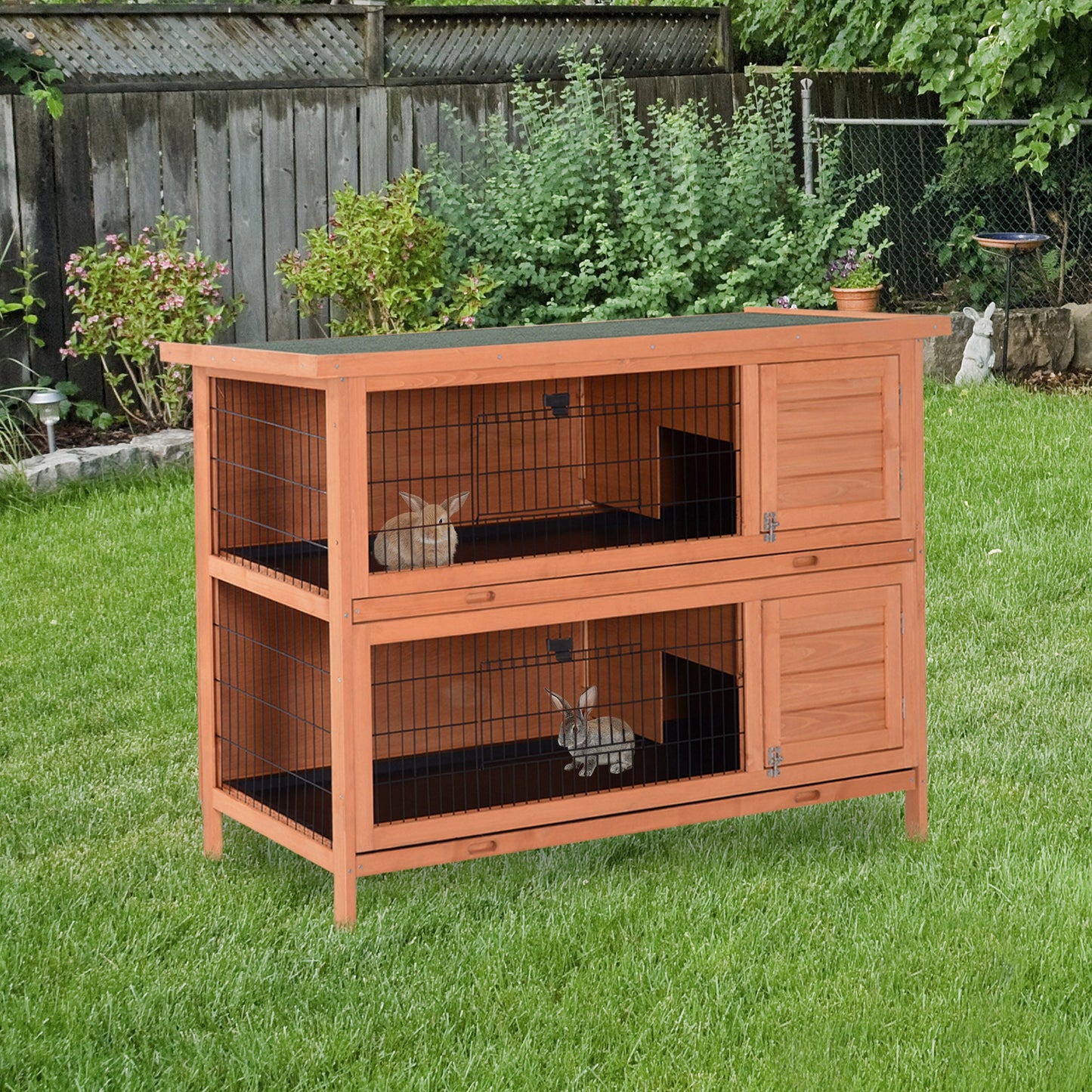 2-Story 54" Rabbit Hutch with Lockable Doors, No Leak Tray, Waterproof Roof, Orange Rabbit Hutch   at Gallery Canada