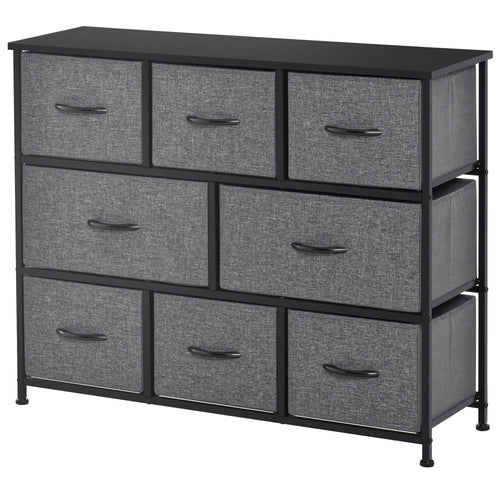 8-Bin Dresser Storage Tower Cabinet Organizer Unit, Easy Pull Fabric Bins with Metal Frame for Living Room