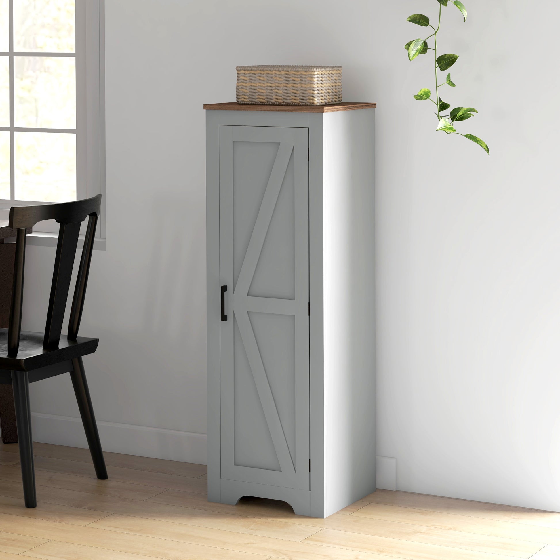 Farmhouse Accent Cabinet with Adjustable Shelf Barn Door Storage Cabinet for Living Room Floor Pantry Cabinet Grey Storage Cabinets   at Gallery Canada