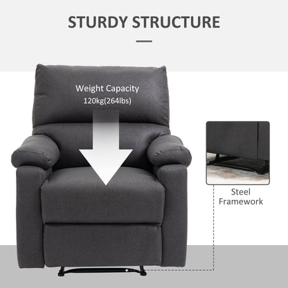 Recliner Chair, Manual Reclining Chair with Footrest, Padded Seat for Living Room, Bedroom, Study, Dark Grey Single Sofas   at Gallery Canada