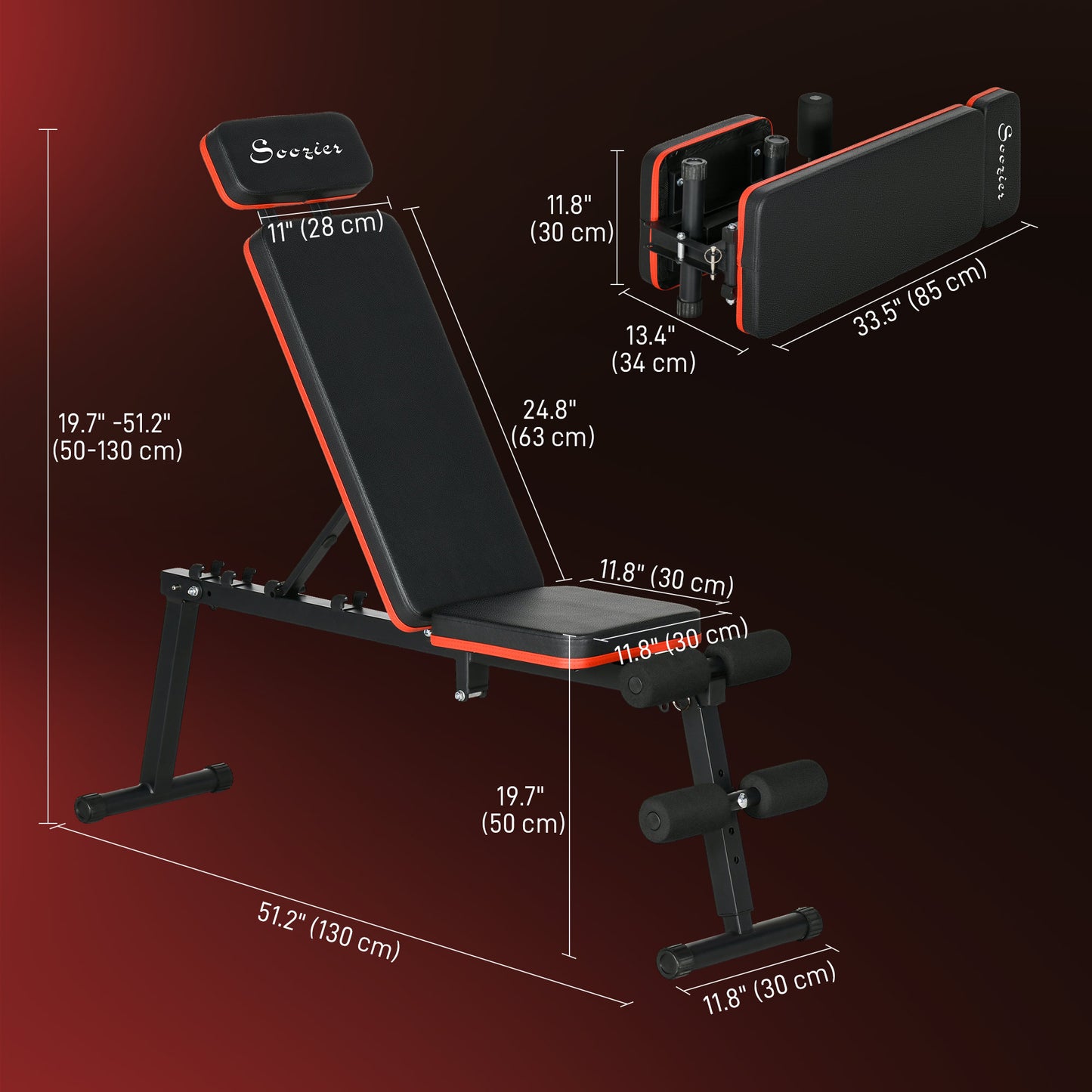 Adjustable Weight Bench, Foldable Workout Bench with Extended Head Protection, Flat or Incline Weight Benches   at Gallery Canada