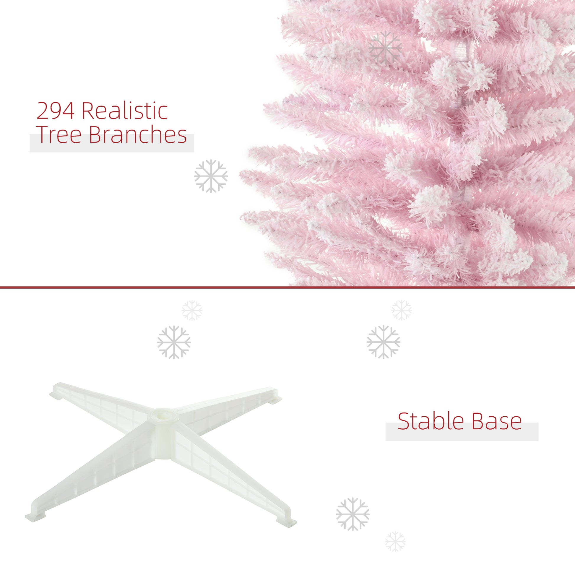 5ft Flocked Christmas Tree, Pencil Artificial Christmas Tree with Realistic Branches, Pink Pencil Christmas Trees   at Gallery Canada