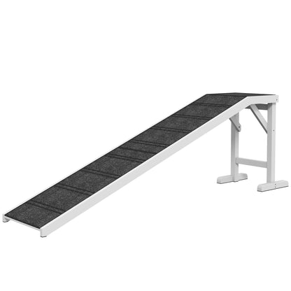 Pet Ramp, Dog Bed Steps with Non-slip Carpet, Top Platform, 74" x 16" x 25", White Dog Stairs   at Gallery Canada