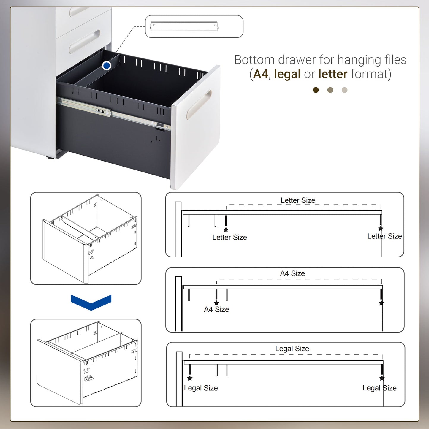 Lockable File Cabinet, Steel Filing Cabinet on Wheels for Legal, A4, Letter Size, Home Office Office Cabinets & Cupboards   at Gallery Canada