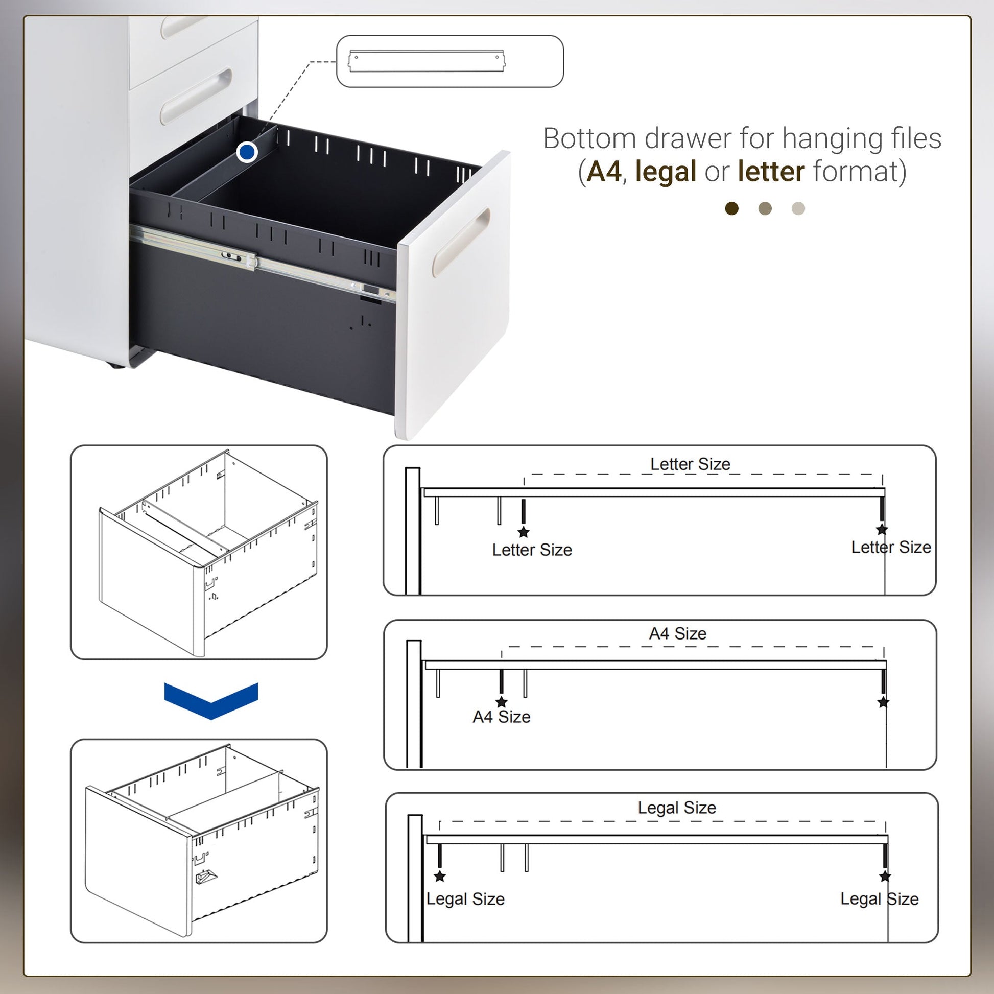 Lockable File Cabinet, Steel Filing Cabinet on Wheels for Legal, A4, Letter Size, Home Office Office Cabinets & Cupboards   at Gallery Canada