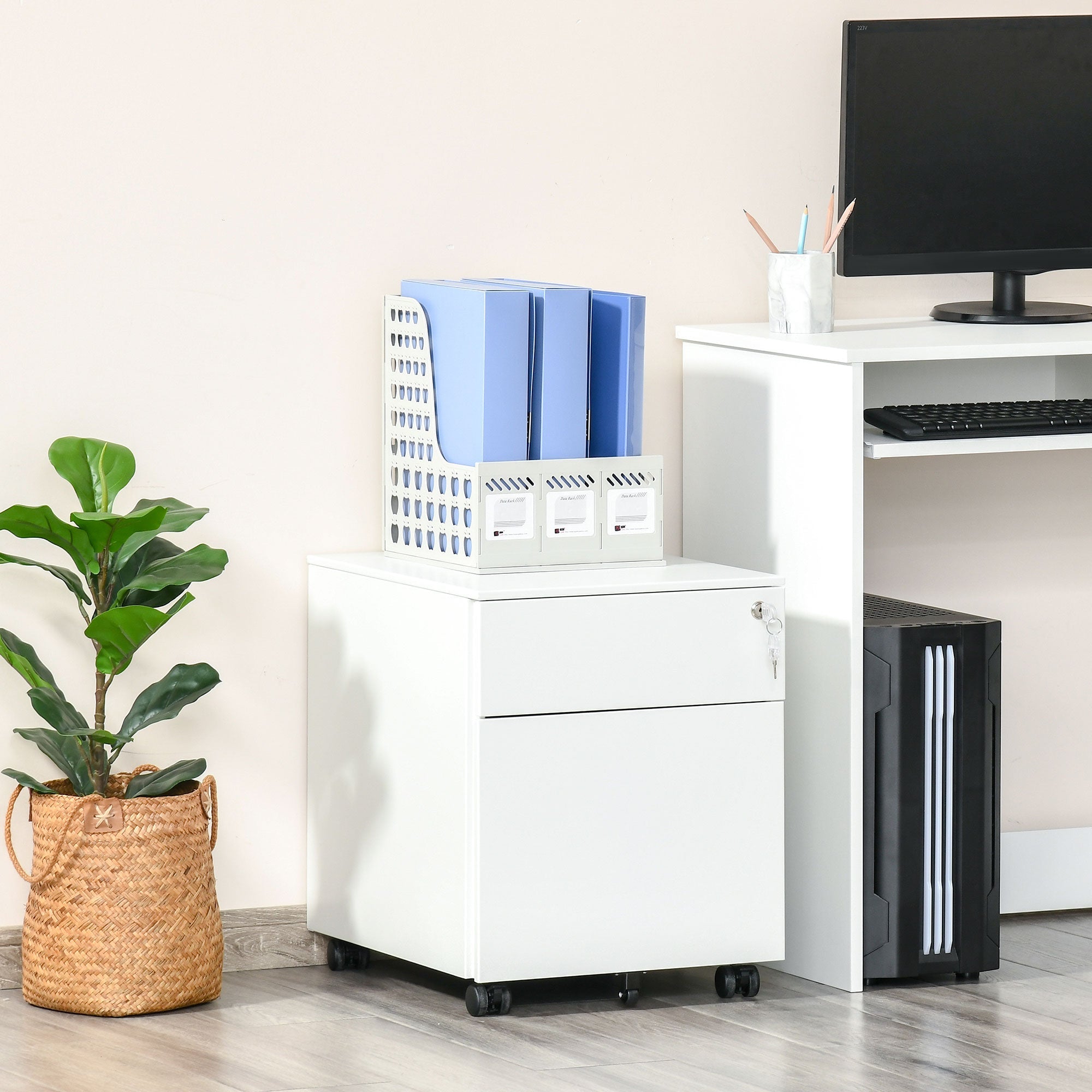 Lockable File Cabinet, Steel Filing Cabinet on Wheels for Legal, A4, Letter Size, with Pencil Tray for Home Office Office Cabinets & Cupboards   at Gallery Canada