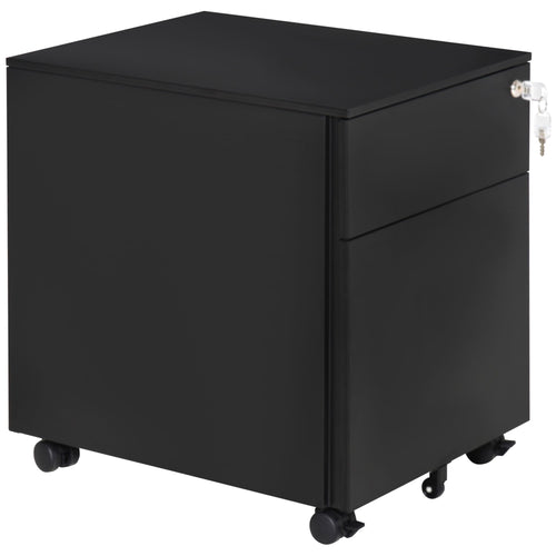 Lockable File Cabinet, Steel Filing Cabinet on Wheels for Legal, A4, Letter Size, with Pencil Tray for Home Office