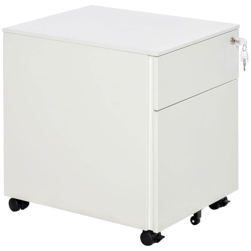 Lockable File Cabinet, Steel Filing Cabinet on Wheels for Legal, A4, Letter Size, with Pencil Tray for Home Office