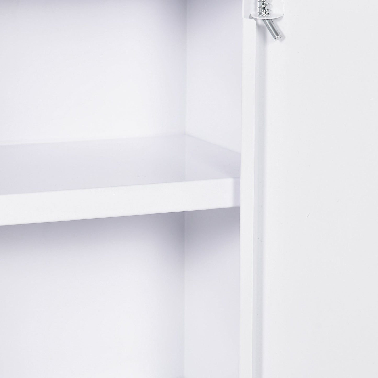 Lockable Medicine Cabinet, 3 Tier Steel Medical Wall Box with 2 Keys and Shelves for Bathroom, White Mirror Medicine Cabinets   at Gallery Canada
