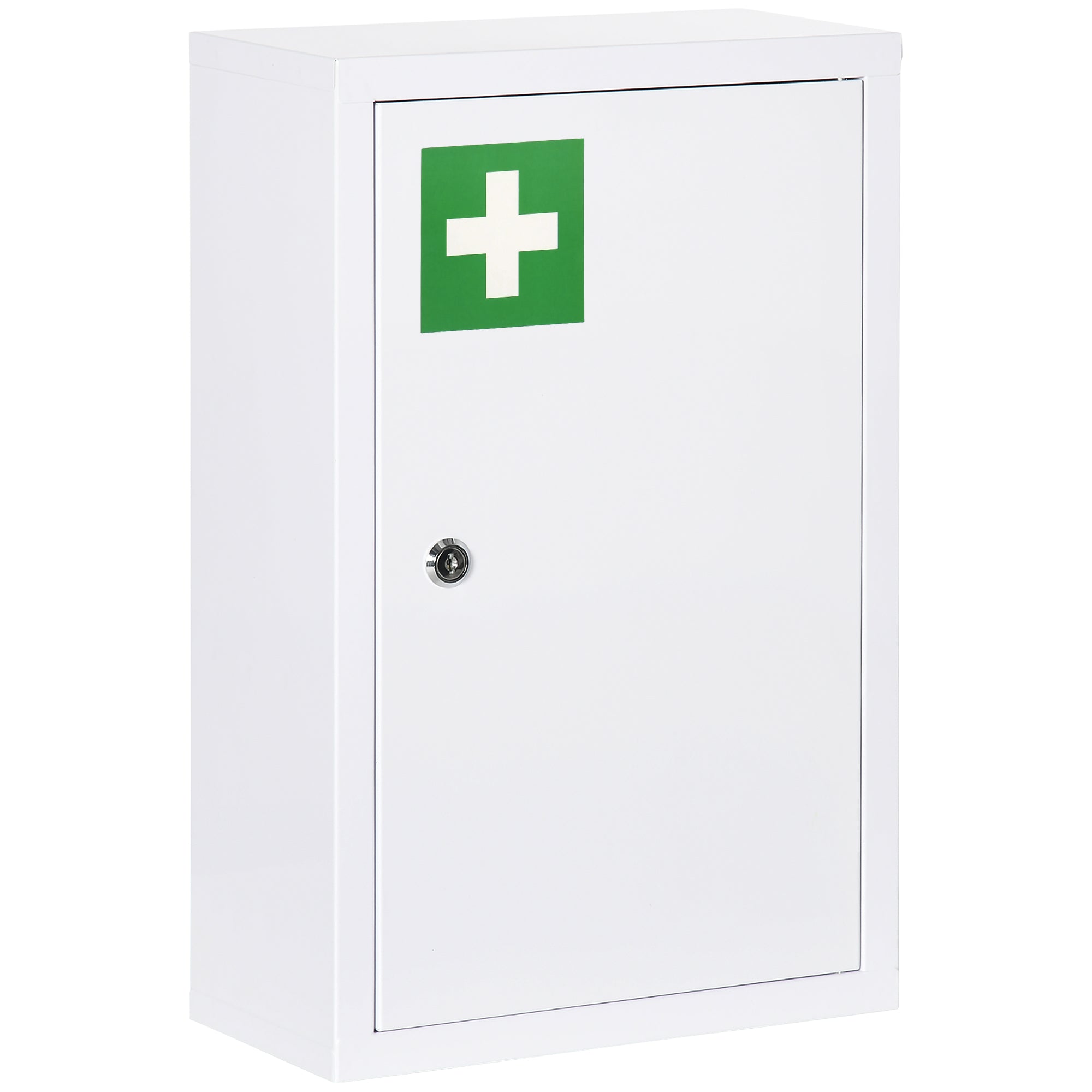 Lockable Medicine Cabinet, 3 Tier Steel Medical Wall Box with 2 Keys and Shelves for Bathroom, White Mirror Medicine Cabinets White  at Gallery Canada
