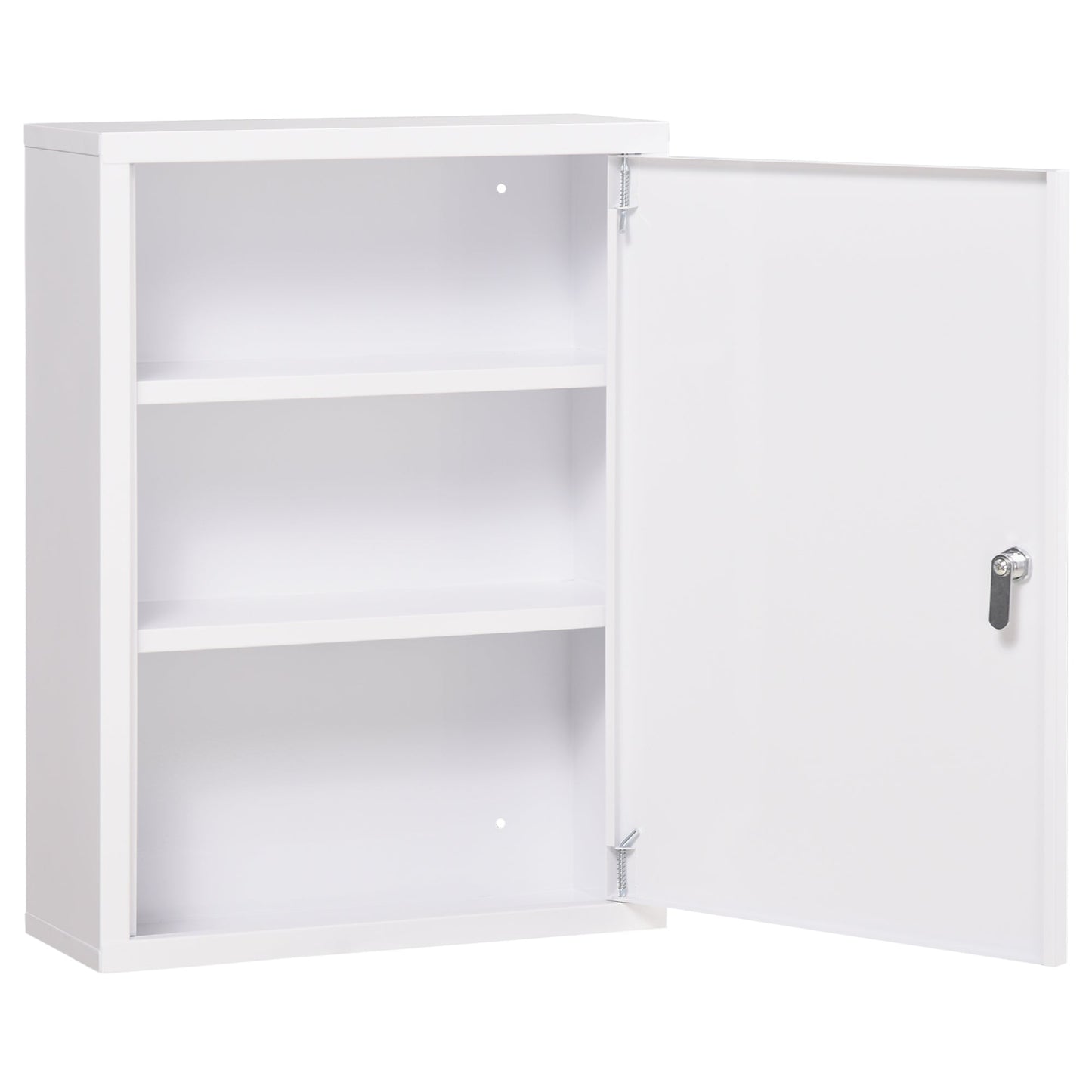 Lockable Medicine Cabinet, 3 Tier Steel Medical Wall Box with 2 Keys and Shelves for Bathroom, White Mirror Medicine Cabinets White  at Gallery Canada