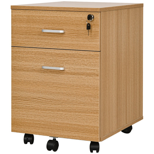 Locking File Cabinet with 2 Drawers, Rolling Filing Cabinet with Wheels, for Study Home Office, Natural - Gallery Canada