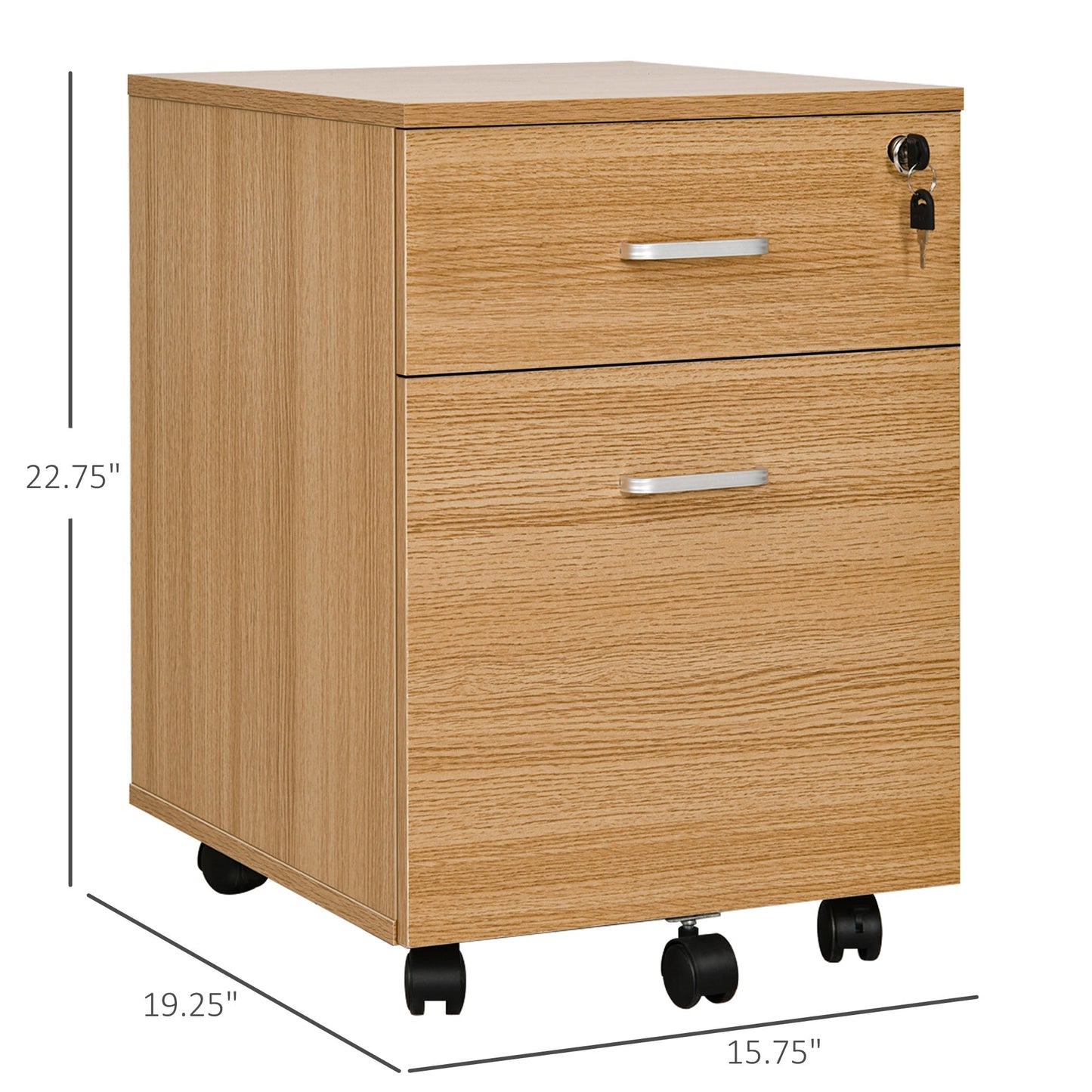 Locking File Cabinet with 2 Drawers, Rolling Filing Cabinet with Wheels, for Study Home Office, Natural Office Cabinets & Cupboards   at Gallery Canada