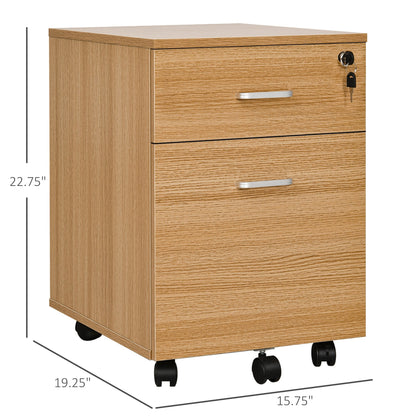 Locking File Cabinet with 2 Drawers, Rolling Filing Cabinet with Wheels, for Study Home Office, Natural Office Cabinets & Cupboards   at Gallery Canada