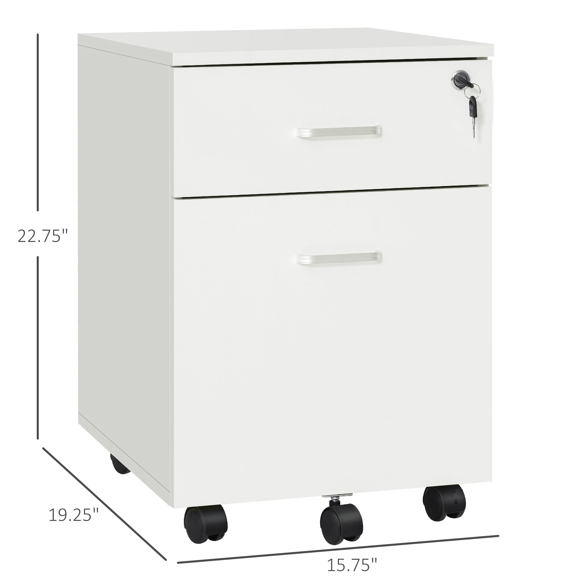 Locking File Cabinet with 2 Drawers, Rolling Filing Cabinet with Wheels, for Study Home Office, White Office Cabinets & Cupboards   at Gallery Canada