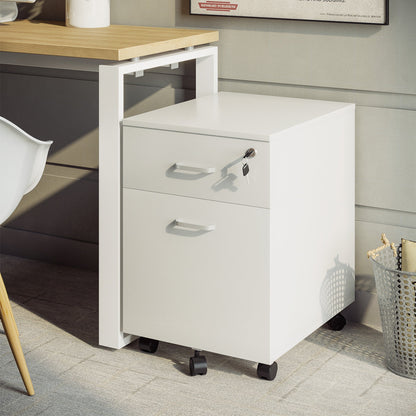 Locking File Cabinet with 2 Drawers, Rolling Filing Cabinet with Wheels, for Study Home Office, White Office Cabinets & Cupboards   at Gallery Canada