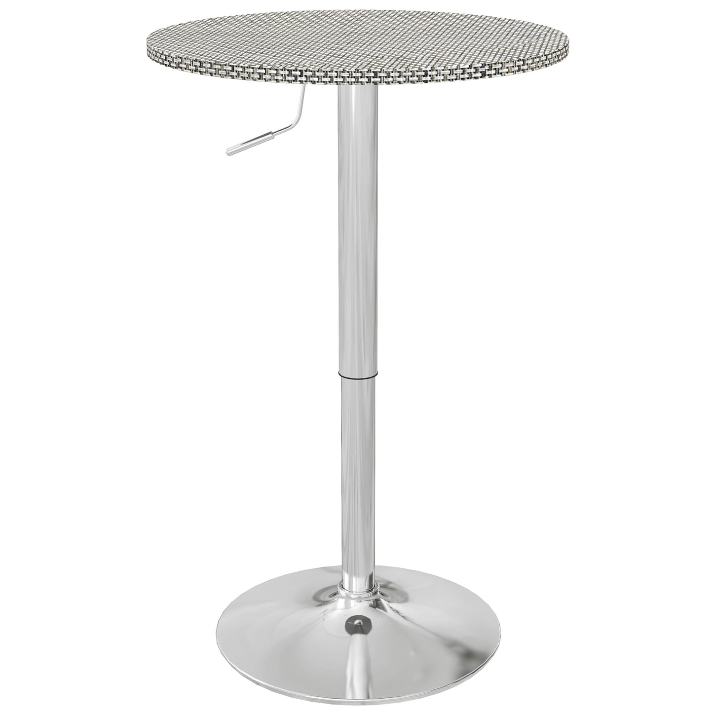 Adjustable Bar Table for 2, Round Pub Table with PE Rattan Top and Steel Base for Home Bar, Small Dining Room, Grey Bar Tables at Gallery Canada