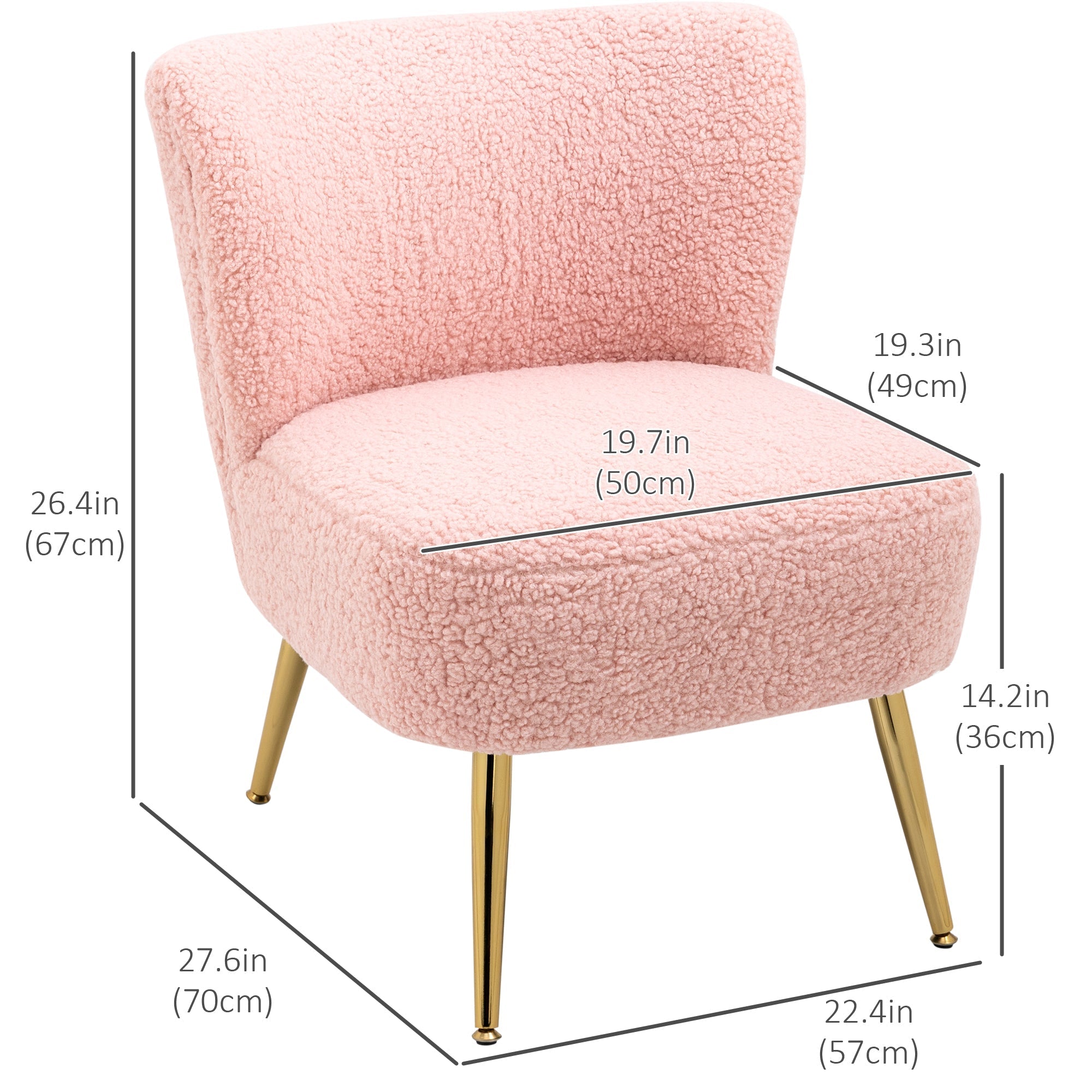 Lounge Chair for Bedroom Living Room Chair with Soft Upholstery and Gold Legs Pink Accent Chairs   at Gallery Canada