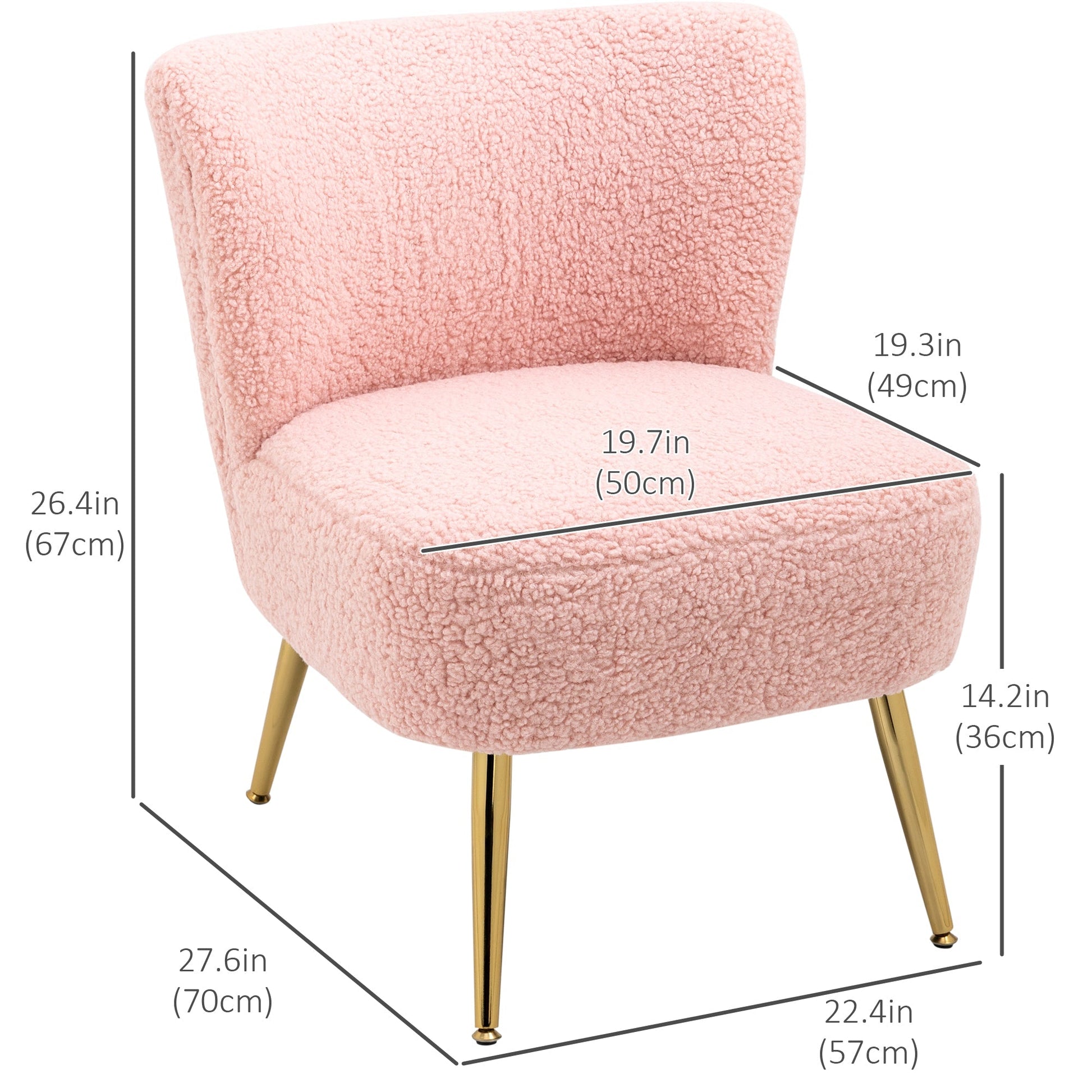 Lounge Chair for Bedroom Living Room Chair with Soft Upholstery and Gold Legs Pink Accent Chairs   at Gallery Canada